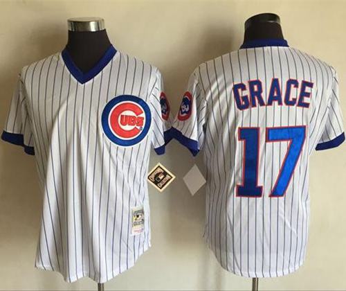 Men's Mitchell and Ness Chicago Cubs #17 Mark Grace Authentic White 1968 Throwback  MLB Jersey