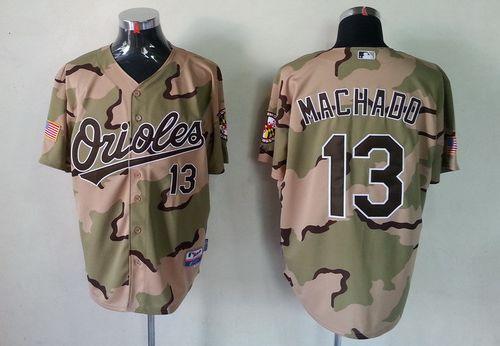 Orioles #13 Manny Machado Camo Commemorative Military Day Cool
