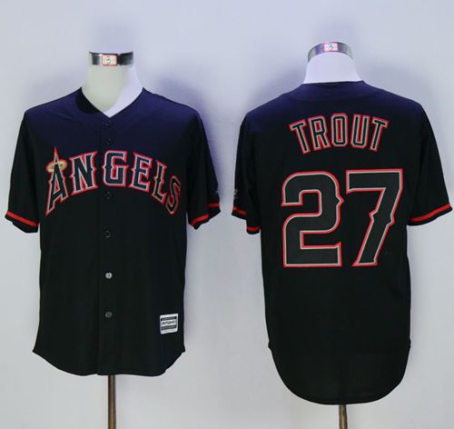 LA Angels of Anaheim #27 Mike Trout Black Fashion Jersey on sale,for  Cheap,wholesale from China
