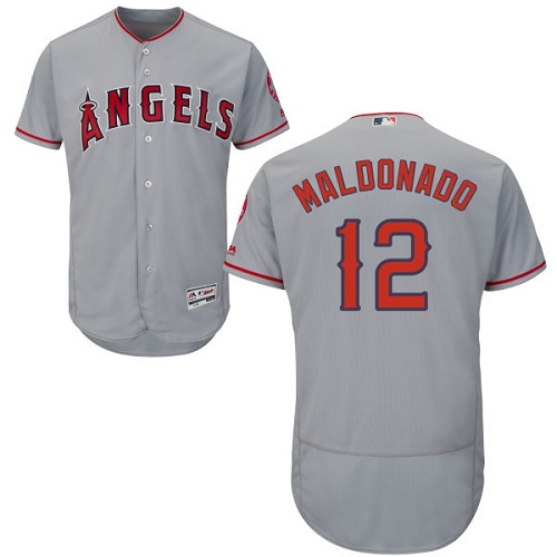 Angels of Anaheim #12 Martin Maldonado Grey Flexbase Authentic Collection  Stitched MLB Jersey