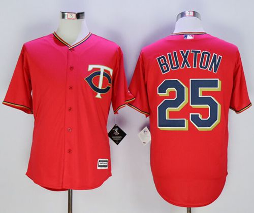 Youth Majestic Minnesota Twins #25 Byron Buxton Replica Scarlet Alternate  Cool Base MLB Jersey