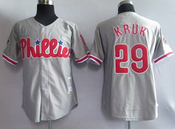 Mitchell & Ness Authentic John Kruk Philadelphia Phillies MLB 1991 Jersey Youth, L 14/16