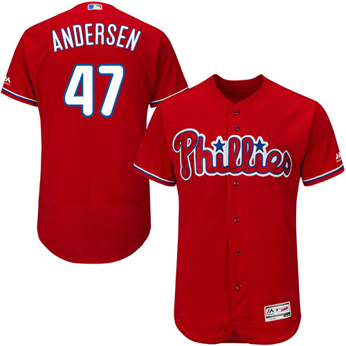 Philadelphia Phillies #47 Larry Andersen White(Red Strip) Home Women's Stitched  MLB Jersey