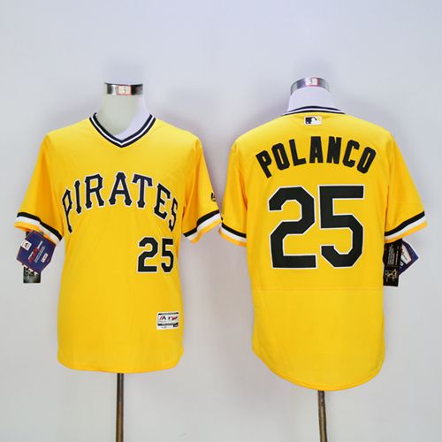 Majestic MLB Pittsburgh Pirates Cool Base 2-Button Jersey Men's S Yellow  I383