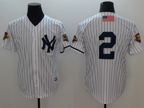 Yankees #2 Derek Jeter White Strip New 