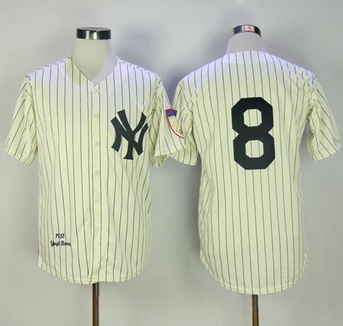 Yogi Berra New York Yankees Mitchell & Ness Throwback 1951 Authentic Jersey  - Cream/Navy