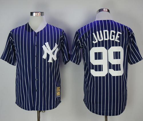 Yankees #99 Aaron Judge Navy Blue Strip 1973 Turn Back The Clock