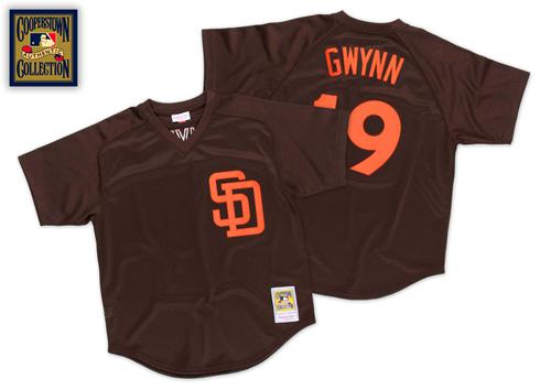 Men's Mitchell and Ness 1985 San Diego Padres #19 Tony Gwynn Authentic Brown  Throwback MLB Jersey