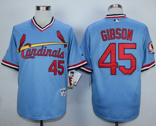 Men's St. Louis Cardinals #45 Bob Gibson Authentic Blue 1982 Turn Back The  Clock Baseball Jersey