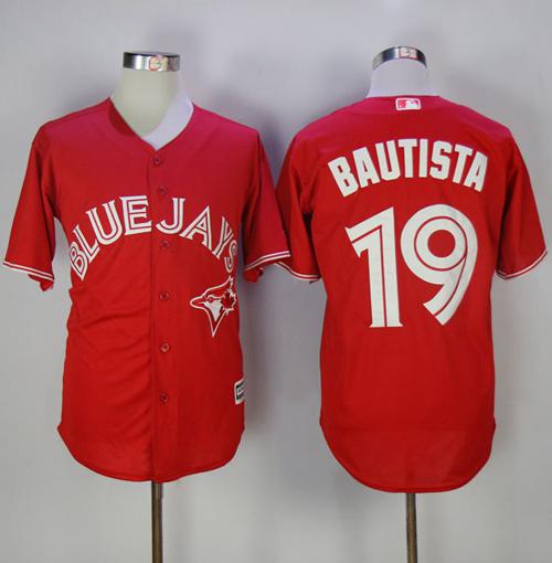 MLB Blue Jays 19 Jose Bautista Red Canada Day Women Jersey