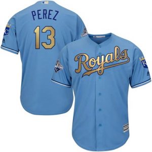 Royals #13 Salvador Perez White 2015 World Series Champions Gold Program  Stitched MLB Jersey on sale,for Cheap,wholesale from China